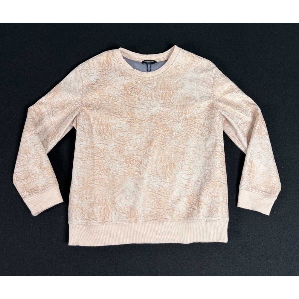 Kenneth Cole Textured Metallic Look Crewneck Sweatshirt Blush Pink Women’s S